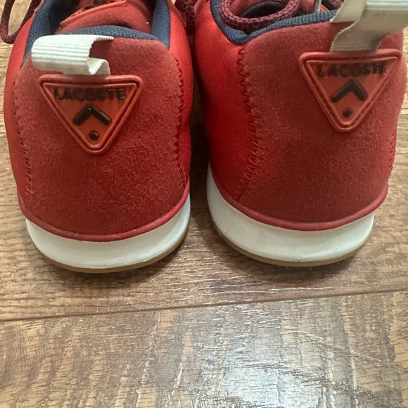 Lacoste Red suede and canvas Sneakers with White Sole size 11 - Picture 4 of 9